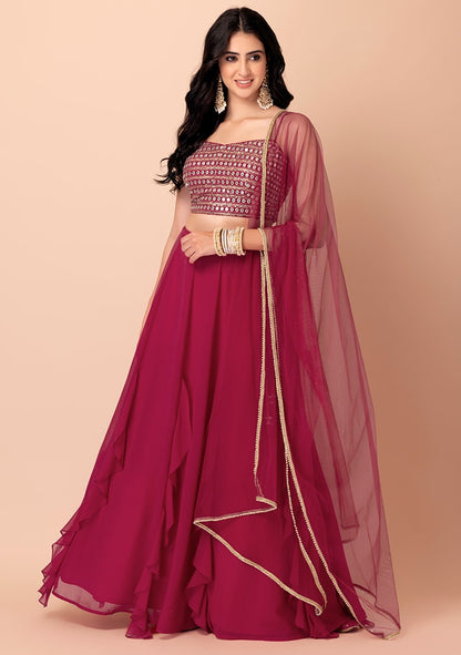 Pink color georgette lehenga choli for women