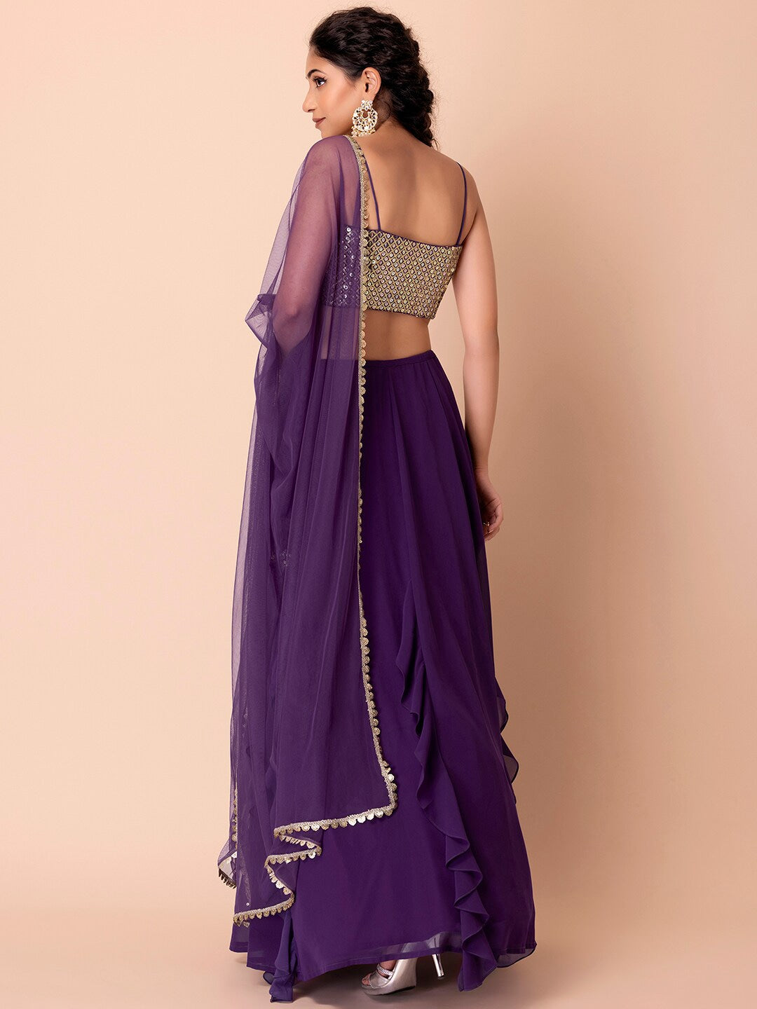 Purple color georgette lehenga choli for women online 