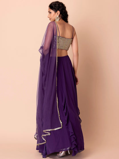 Purple color georgette lehenga choli for women online 