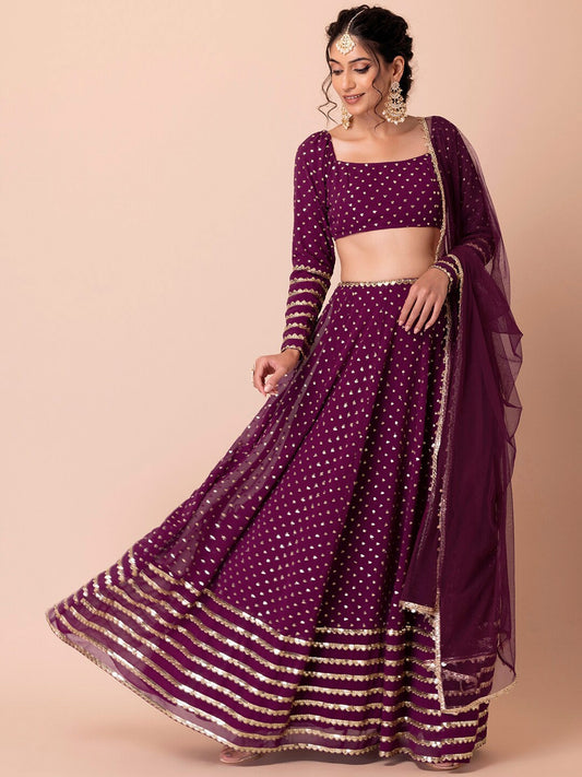 Wine color georgette lehenga choli for women