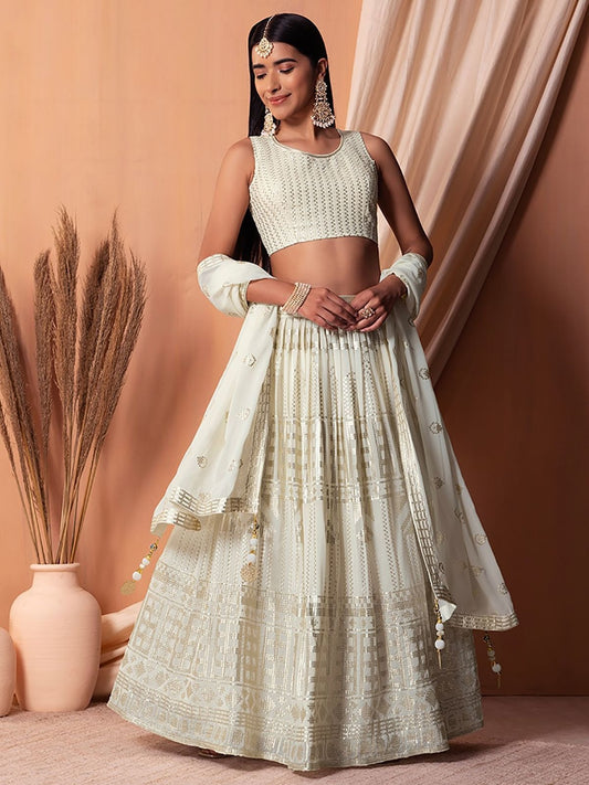 White georgette lehenga choli for women with price
