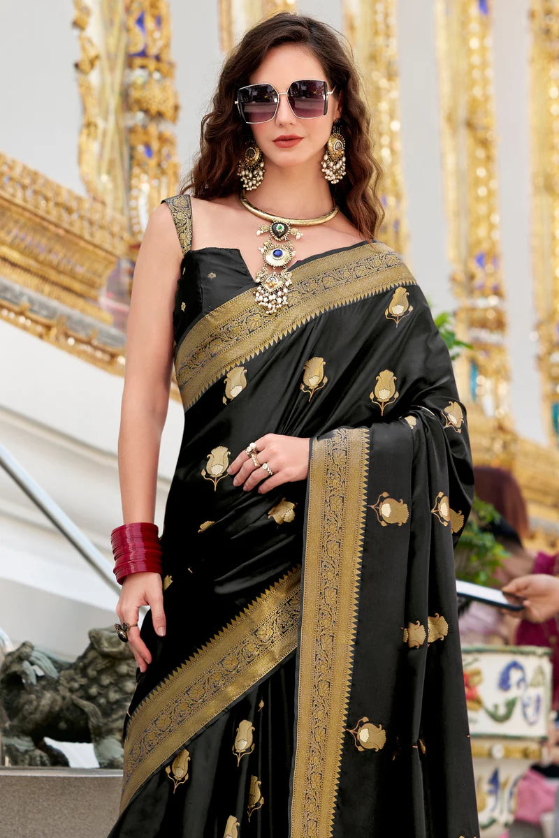 Satin Silk Saree With designer Blouse
