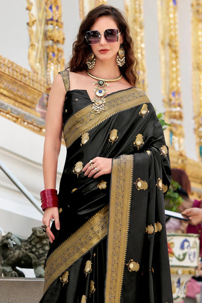 Satin Silk Saree With designer Blouse

