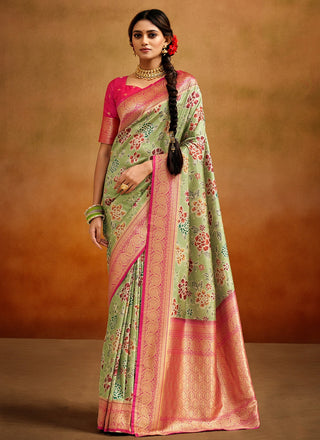 Pure pista silk saree for women
