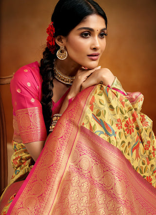 Yellow Silk Saree for wedding
