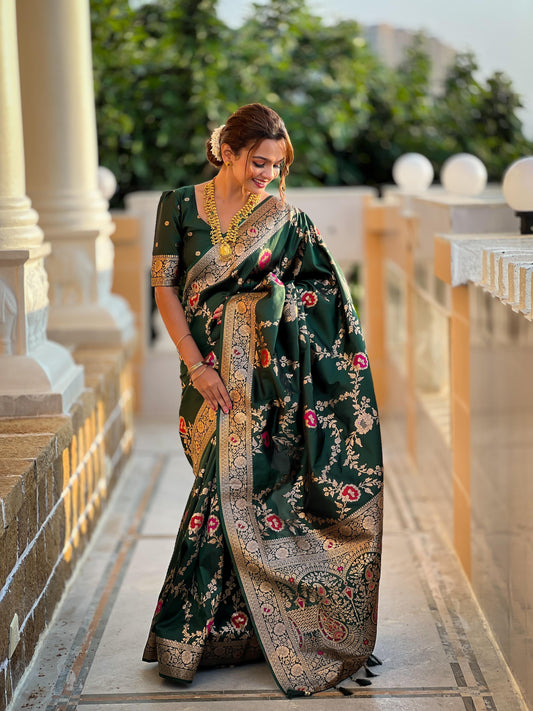 Green Banarasi Saree for Wedding
