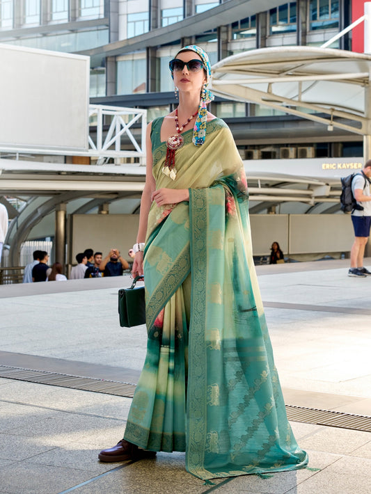 Sky color handloom modal silk saree for women online
