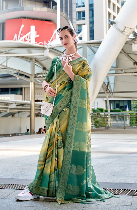 Green color handloom modal silk saree 