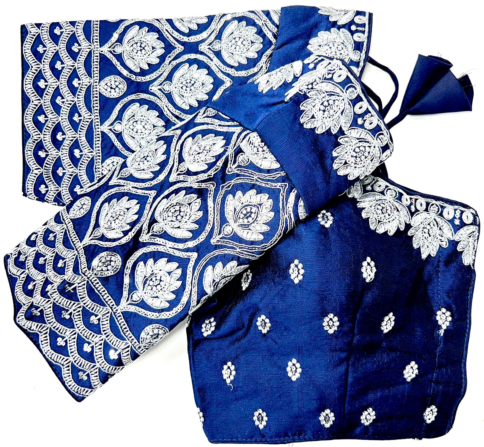 Navy Blue color silk sequins work sarees blouse for wedding