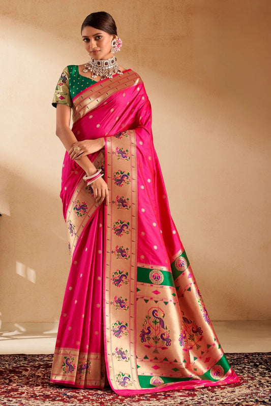 Pink Paithani Saree original

