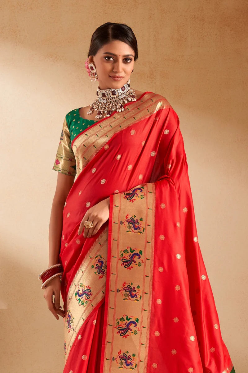Red Paithani Saree for Wedding
