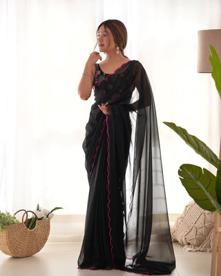 Black georgette saree for women with price
