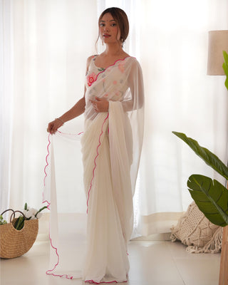 Off white Saree for wedding
