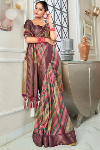 Purple color handloom silk saree for women online
