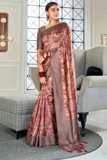 Multi color handloom silk saree for women