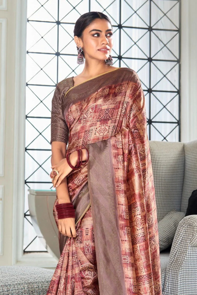 Multi color handloom silk saree for party