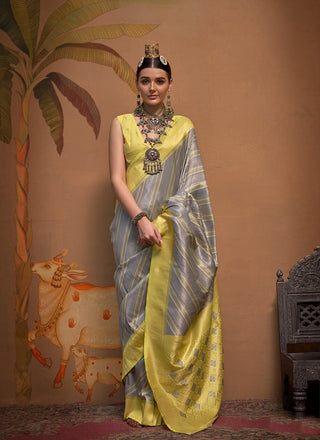 Yellow color silk saree for women