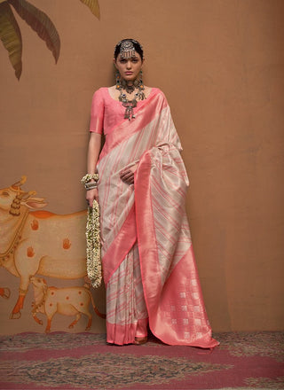 Exclusive Pink Color Silk Traditional Saree For Reception Wear