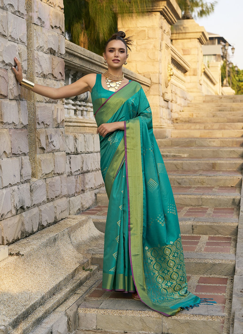 Rama Color Classically Rama Color Silk Weaving Saree For Festival Wear – Ragthm