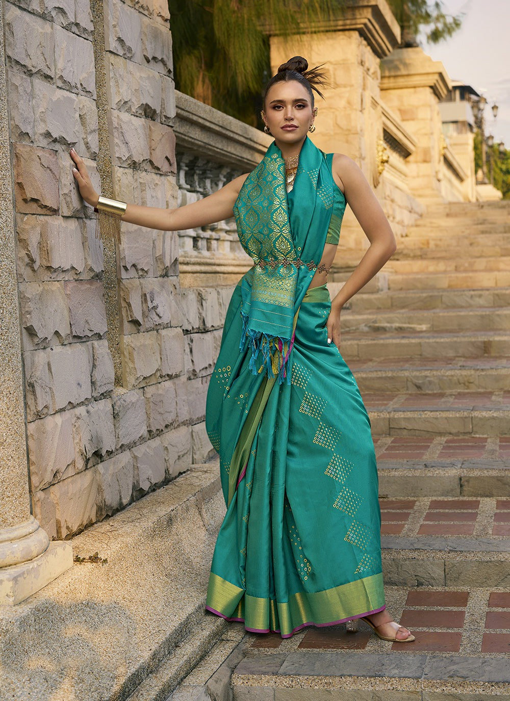 Dark Rama Color Classically Rama Color Silk Weaving Saree For Festival Wear – Ragthm