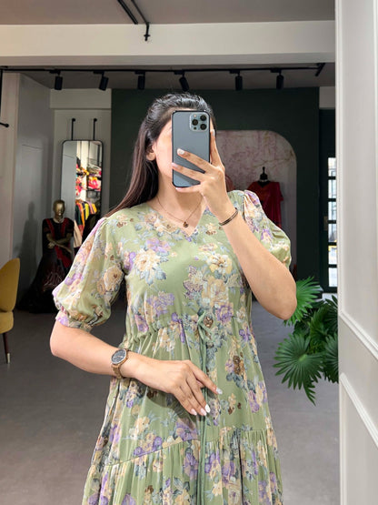 Pista color georgette frock online shopping
