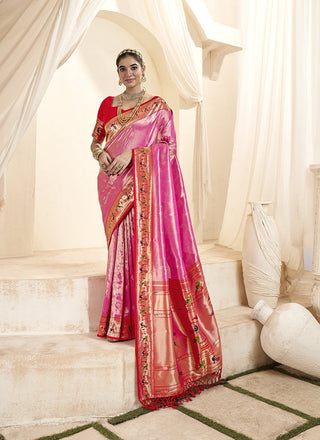 Pink Paithani Saree original
