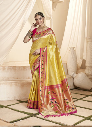 Yellow Paithani Saree For Wedding
