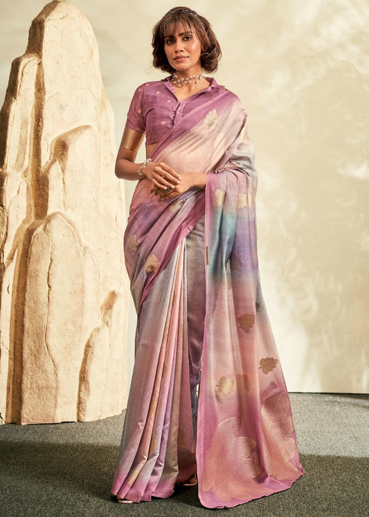 Pure pink color silk saree for women
