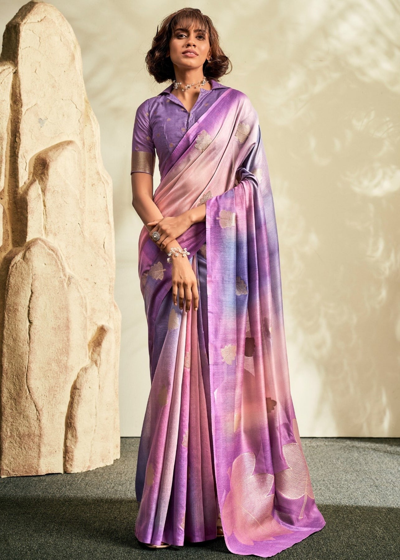Purple khadi silk saree for women with price
