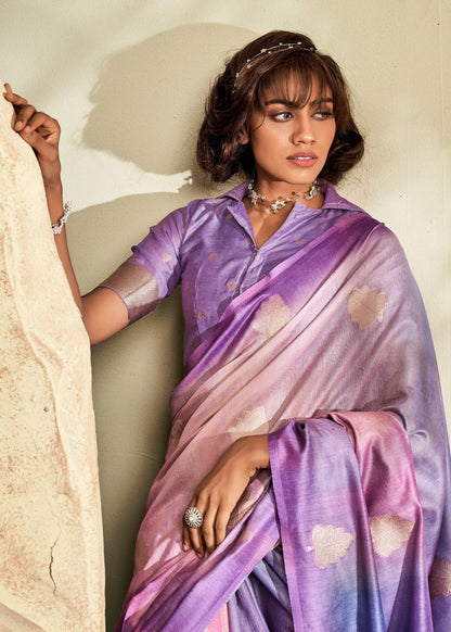 Purple khadi silk saree for women online shopping
