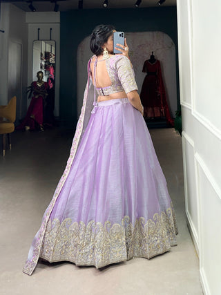 Lavender color silk lehenga choli with blouse online