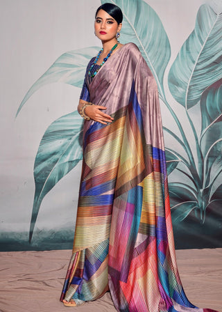 Multi color satin crepe silk saree for women