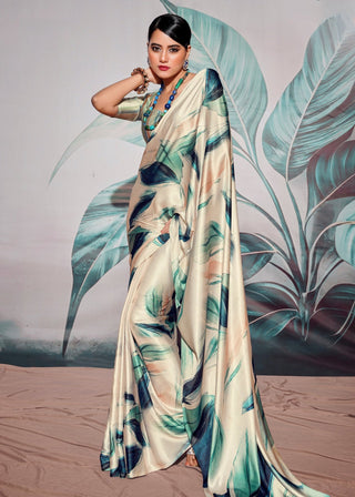 White color satin crepe silk saree for women price
