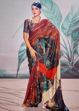 Multi color printed saree for women