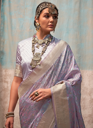 Lavender satin silk saree for women price
