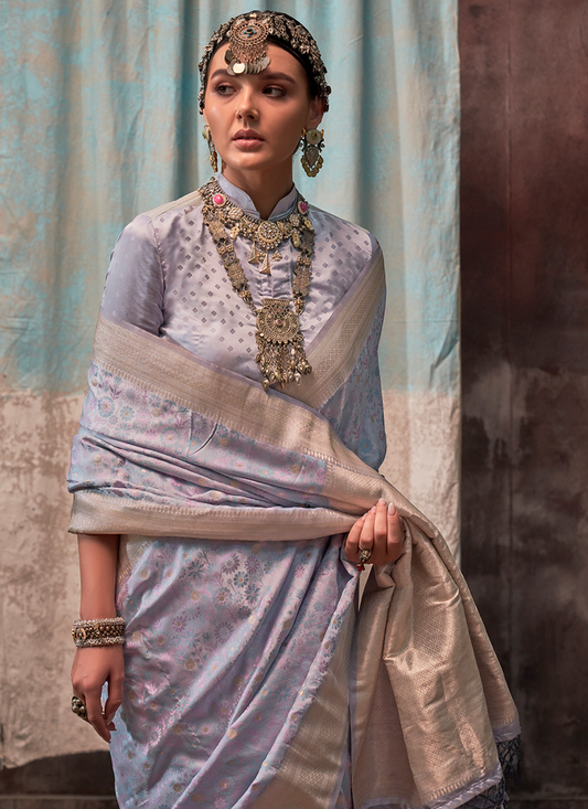 Lavender colour Saree Party Wear
