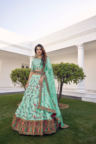 Pista Green Lehenga combination