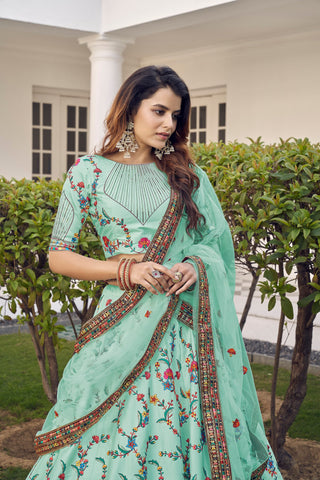 Pista green lehenga choli with dupatta