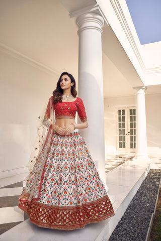 Red and White Lehenga Bridal