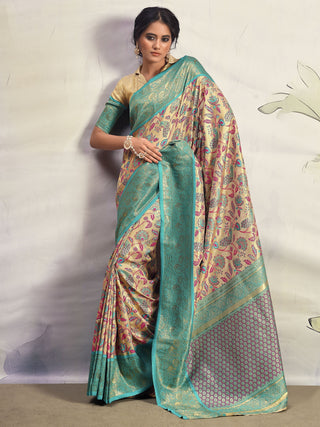 Teal blue traditional party wear saree