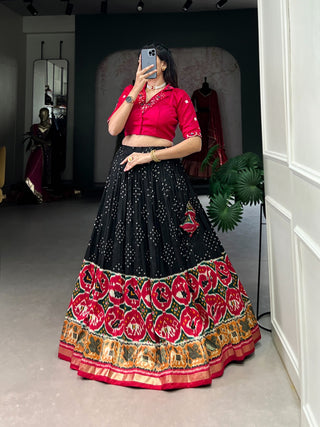 Black tussar silk lehenga choli for women online shopping
