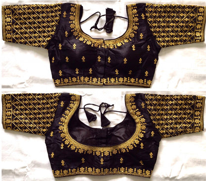 Coffee color sequins work sarees blouse