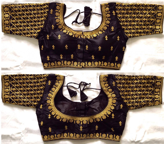Coffee color sequins work sarees blouse