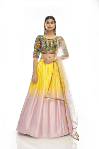 Multicolor tapeta velvet lehenga choli for wedding