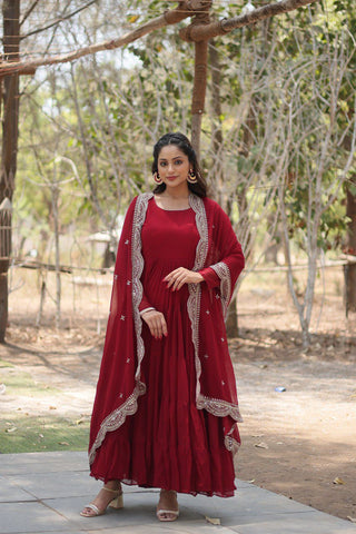 simple gown with dupatta