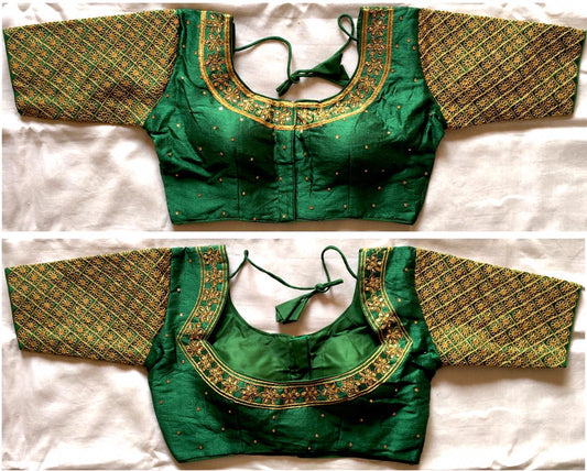 Wonderful Green Color Soft Silk Sequins Work Party Sarees Blouse