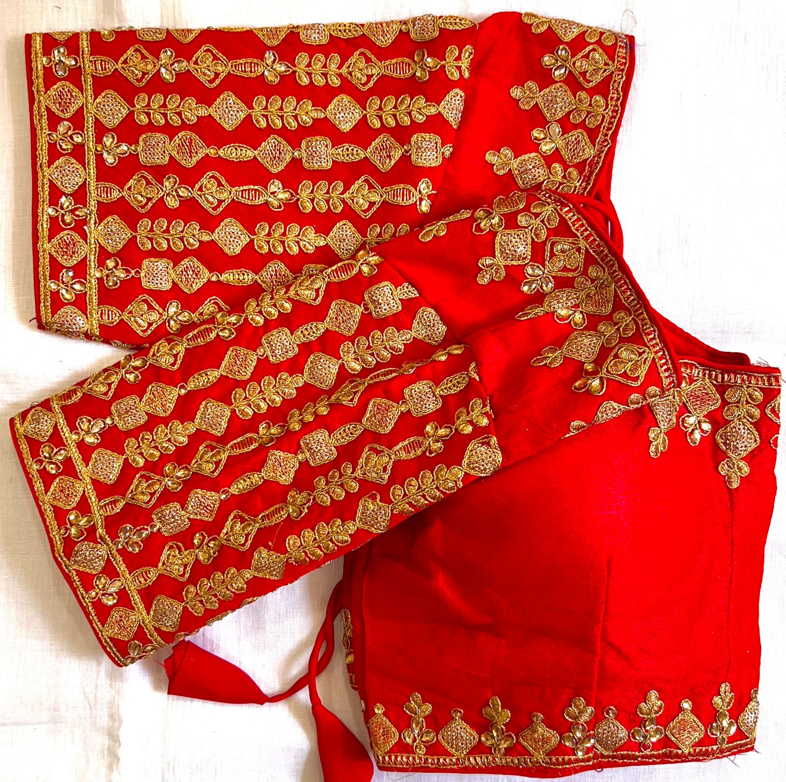 Red color phantom silk blouse for women