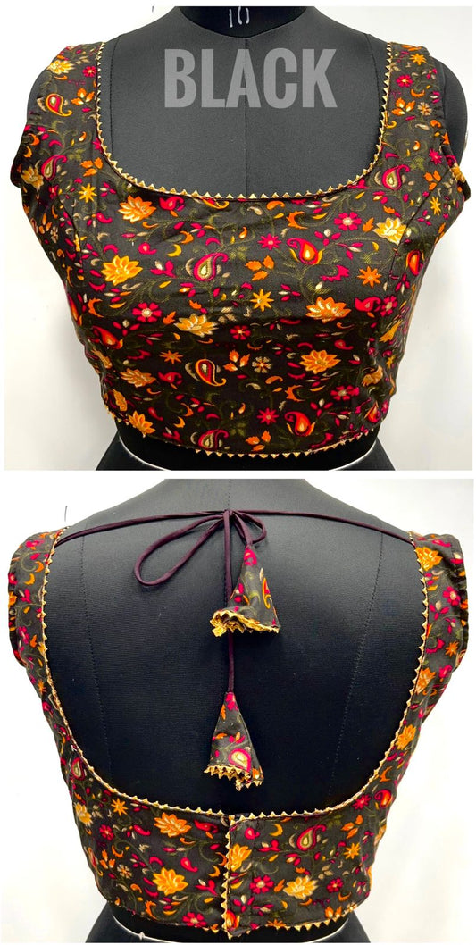 Black color cotton rayon blouse for women