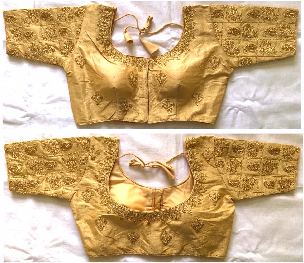 Beige color phantom silk sarees blouse 
