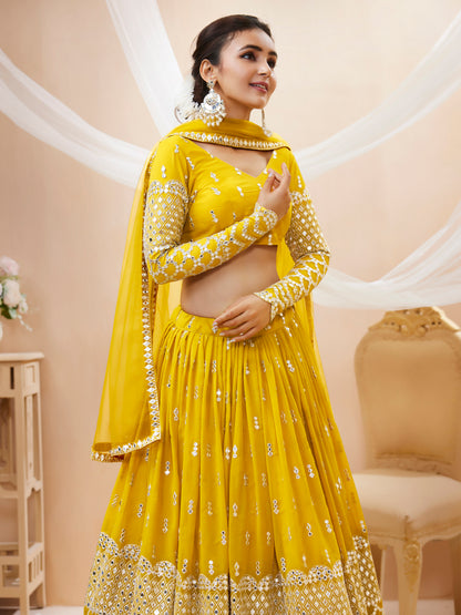 Yellow lehenga choli for women wedding wear online 
